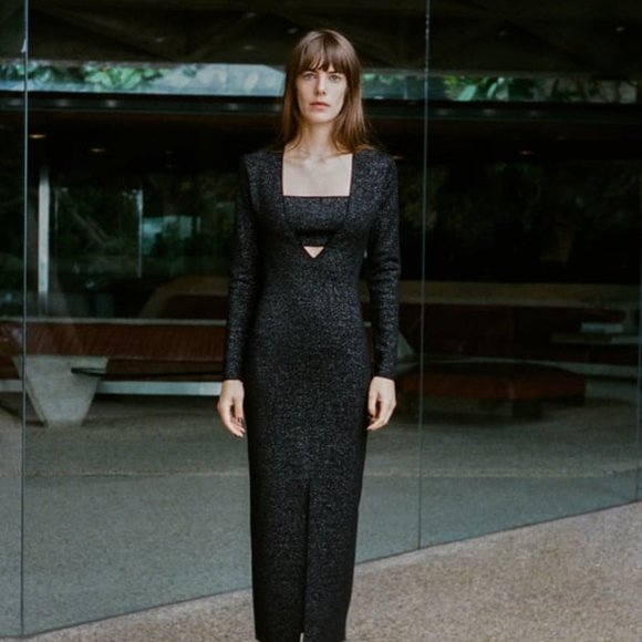 NWT ZARA METALLIC THREAD STRETCH KNIT DRESS S, M, L 5584 - Picture 4 of 8